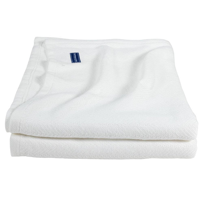 Penobscot Cotton Blanket, 80" x 96", White