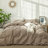 MooMee Lightweight Duvet Cover Set with Zipper Closure 8 Ties 100% Washed Cotton Linen Like Textured Soft Breathable All-Season-113693428-111219965