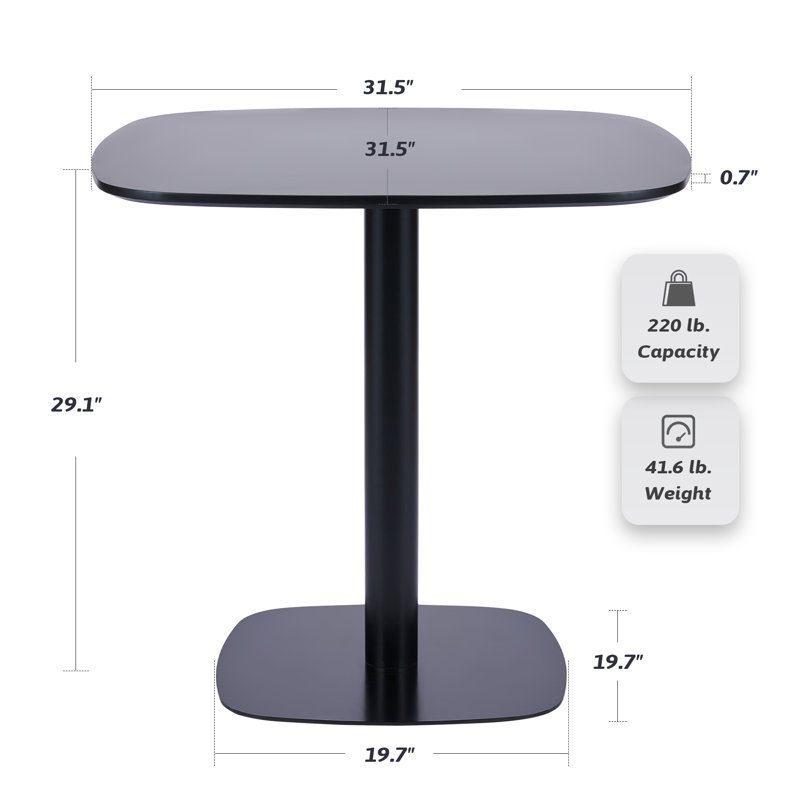 Table de salle à manger 32 "Square, Noir