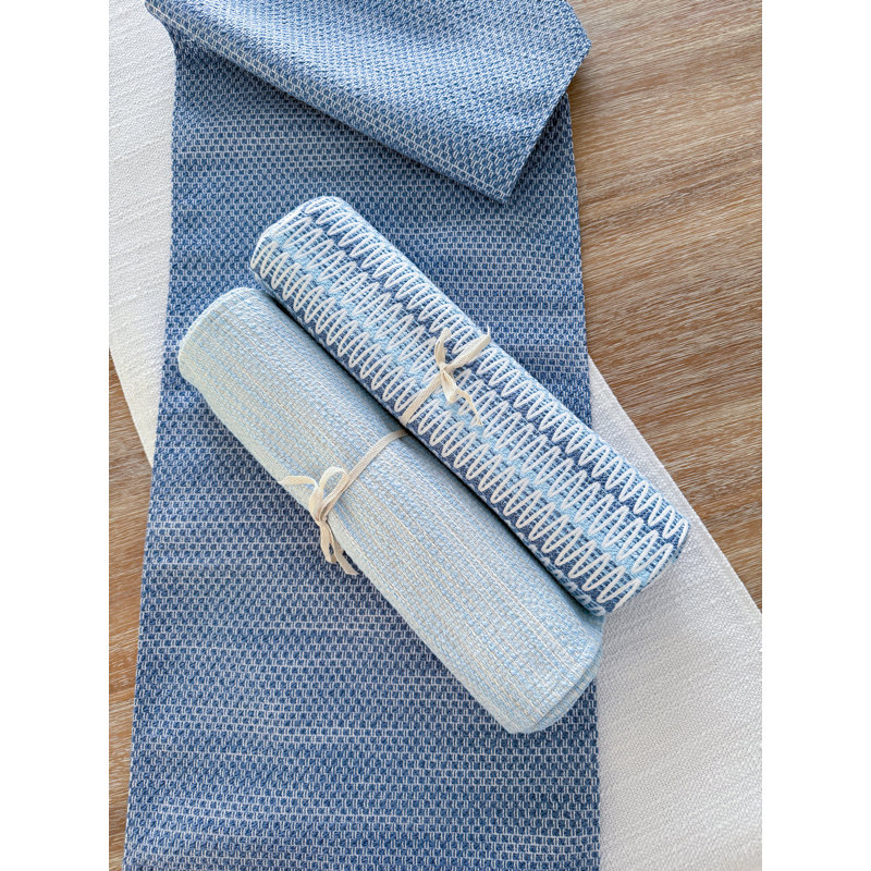 Anaya Light Blue Plastic Indoor Outdoor Table Runner