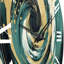 Horloge murale bleu foncé et spirale dorée I-93380885