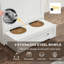 Dog Feeder Storage Cabinet In White - Hidden Bottom Bowl Rack, Two Design, Tabletop Storage, Three Level Adjustable Upper Cabinet, Side Hooks, Stainless Steel Bowls, Tip Food Station Controlled