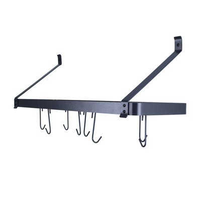 24" Solid Frame Bookshelf Wall Rack with 8 Hooks
