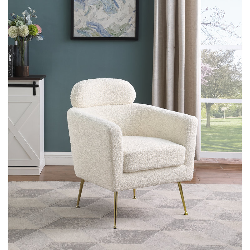 Fauteuil demi-tonneau Martain, Blanc cassé