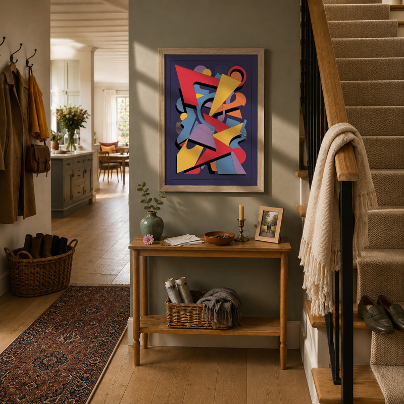Colour Forms In Motion Geometric - Print, A2 - 59.4 x 42.0 cm, Oak