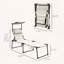 Ensemble 2 pièces de chaise longue pliante avec auvent et coussin réglables-1617498966