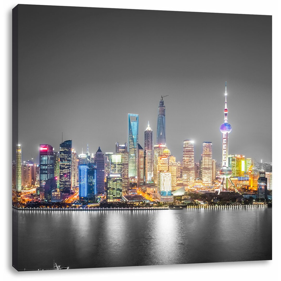 Leinwandbild Shanghai Skyline bei Nacht