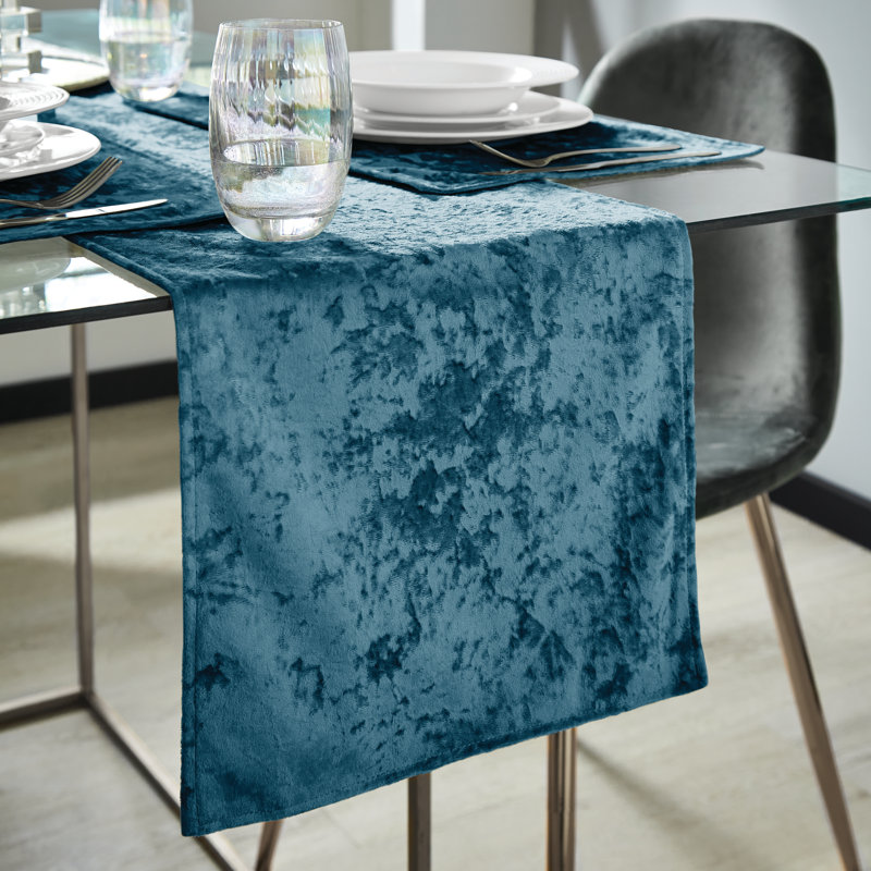 Crushed Velvet Runner, Natural, 33cm W x 180cm L