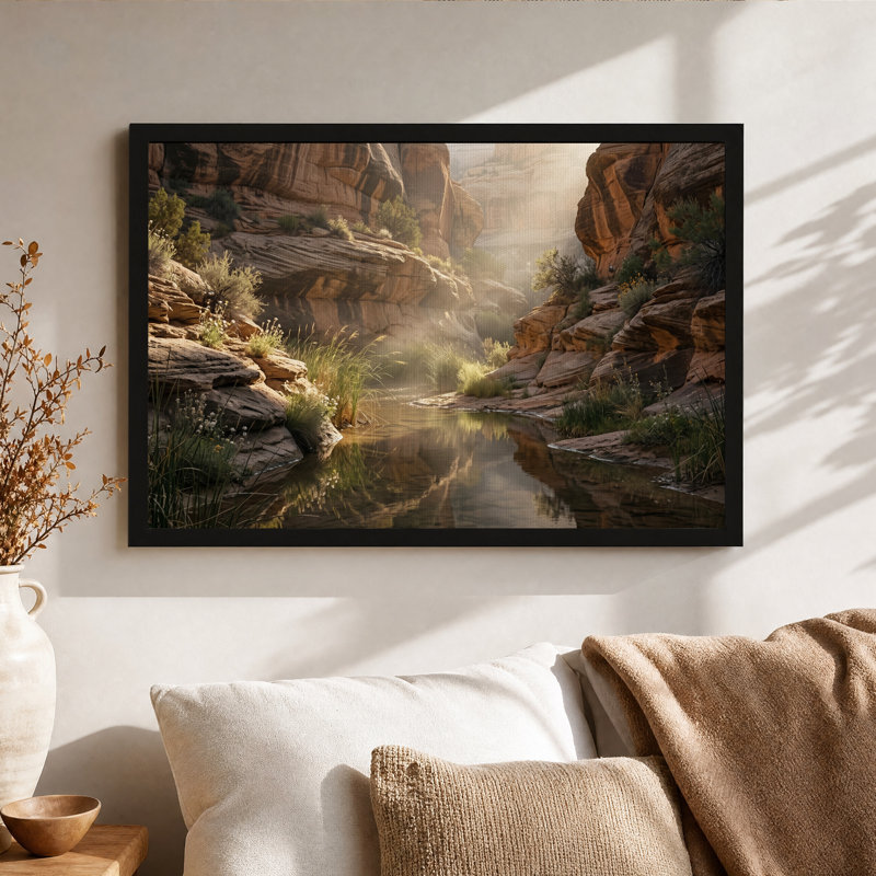 Tableau sur toile « Reflets d'un ruisseau dans un canyon ensoleillé », 16"H x 24"W