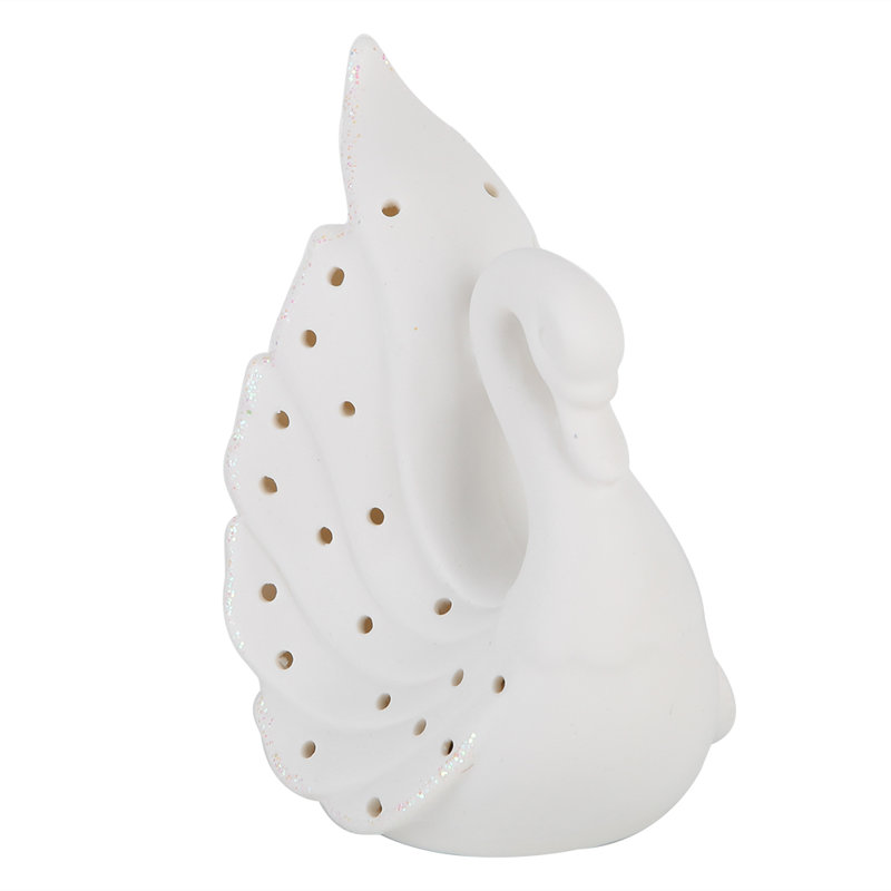 Lampe de décoration en céramique pour chambre à coucher avec pile Lovely Delicate Swan