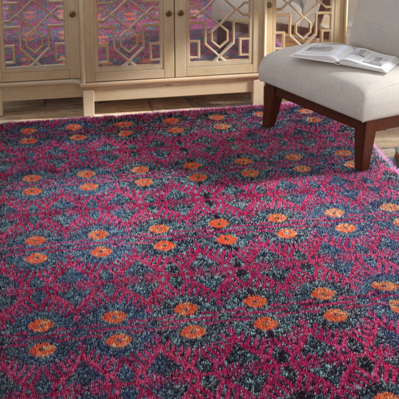 Isabea Ikat Pink Area Rug, Rectangle 8' x 11'