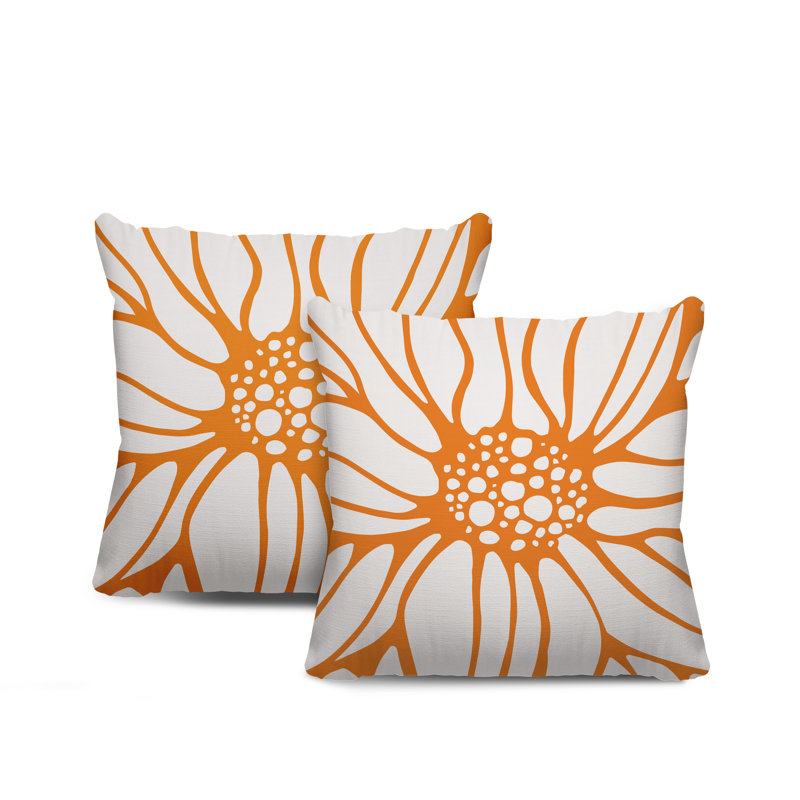 Housse et insert de coussin décoratif intérieur / extérieur en mélange de polyester, L 15 po x H 15 po, Orange