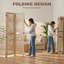 6 Panel Room Divider, Detachable Privacy Screens, Natural Wood