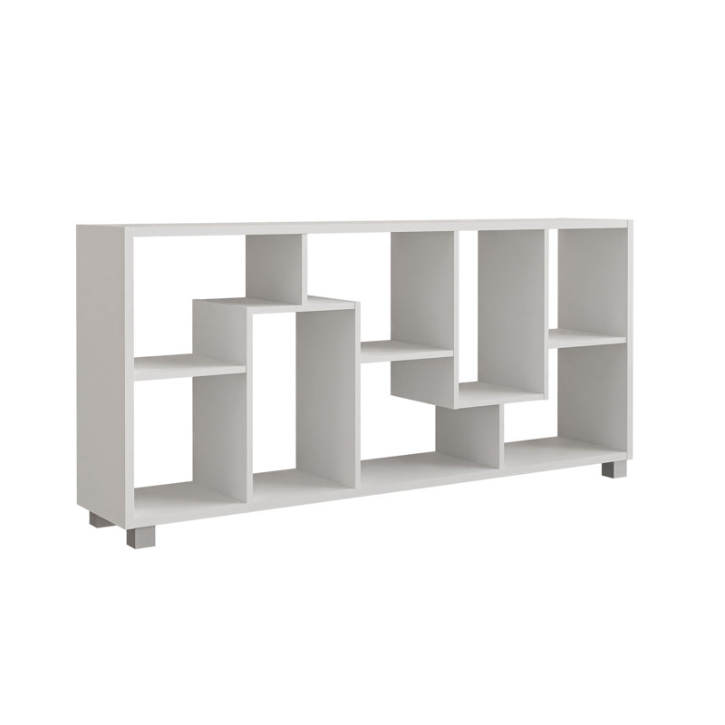 Cerwyn 156cm H x 69cm W Geometric Bookcase, White