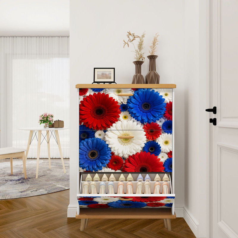 Rangement à chaussures avec 3 tiroirs rabattables pour étagère de rangement à chaussures Gerbera Daisy