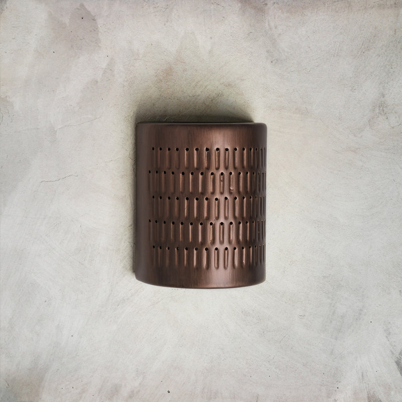 Carely Ceramic Outdoor Wall Light, LED Bulb Included, Rubbed Copper, 10" H x 8" W x 5" D