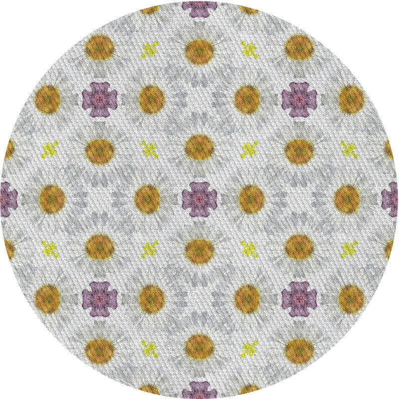 Tapis gris/brun tissé à la machine, Rond 7 pi