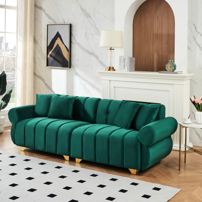 Velours de 89 pouces rembourré de 3 po avec coussins ronds pour 4 poupées pour le confort du salon