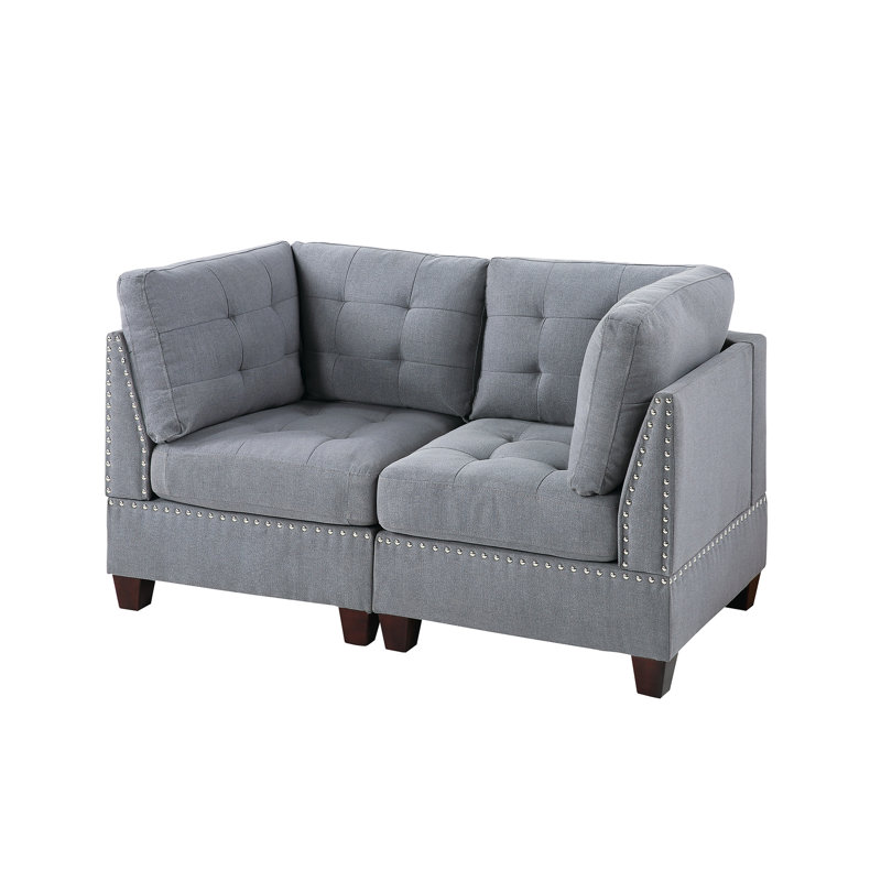2Pc Modular In Gray, Linen-Like Fabric Chair, 32"X32"X35" H With Wood Frame Autocracy Gray - 2Pc, Chair Primacy