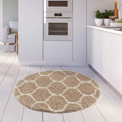 Myshaggy Collection Rugs Trellis Design in Beige