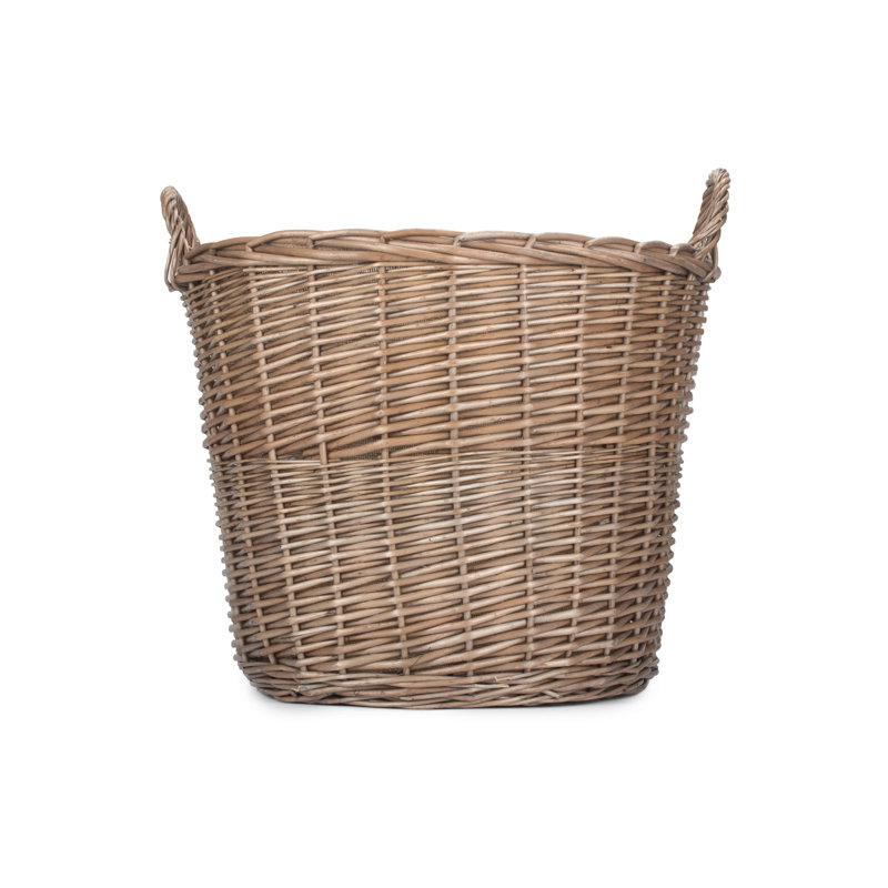 Lily Manor Wickers Chestnut Wash Round Log or Storage Basket , 49cm H x 51cm W x 51cm D