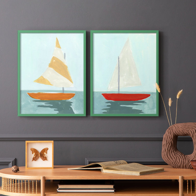 Petite voile I-Premium, reproduction encadrée - prête à être accrochée - aucun clou requis - aucun clou requis, Gris