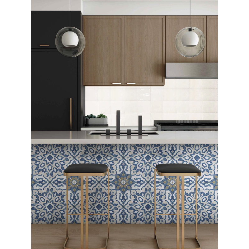 Villa Azul 10" x 10" Porcelain Spanish/Moroccan Singular Tile, Blue