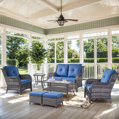 Carolina 7-Piece Square Outdoor Conversation Set With Loveseat And Armchair