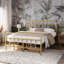 Metal Bed Frame with Vintage Headboard-435665681-440224278