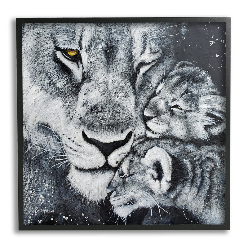 Portrait aimant d'une mère câlins aimant les bébés tigres par Britt Hallowell - photographie, H 17 po x l 17 po x P 1,5 po