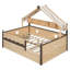 Lit de cabane en bois avec lit gigogne, auvent de tente et étagères-1286730048-1286730050