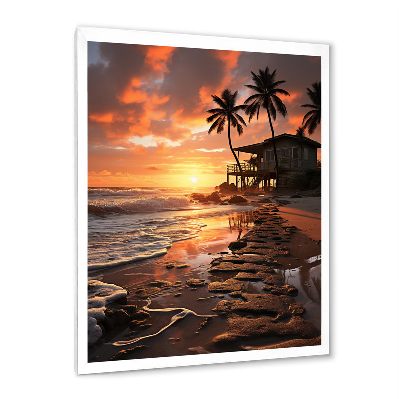 Miami Sunrise Magic II sur impression sur toile, H 40 po x l 30 po x P 1,5 po, Cadre photo blanc
