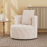 Glenndora Upholstered Swivel Accent Chair, 33" Wide Tufted Velvet Barrel Chair