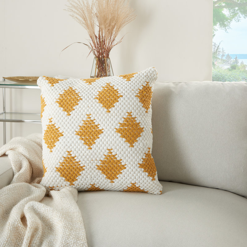 Housse et insert de coussin carré en coton, Moutarde