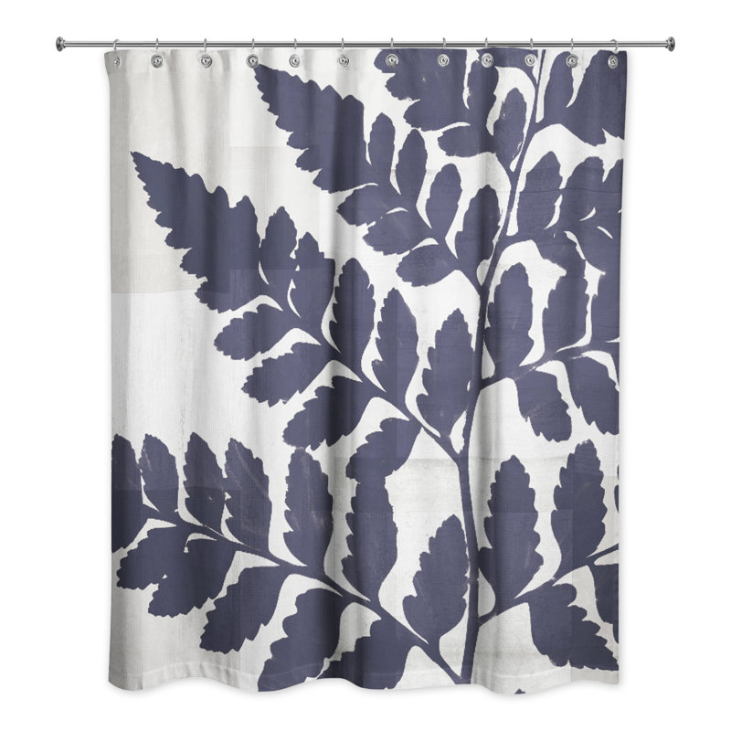 Rideau de douche simple à motif floral, Bleu marine