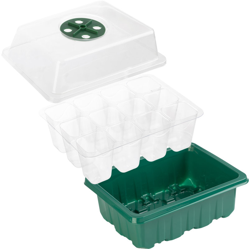 Green Plastic Seed Starter Tray Kit with Humidity Dome