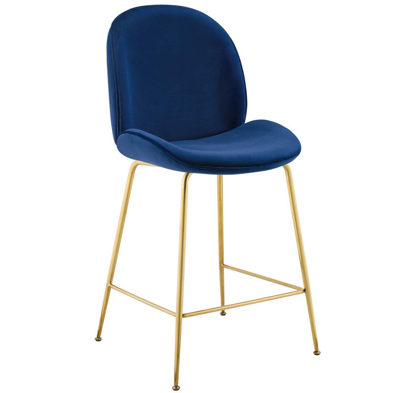 Tabouret de comptoir Scoop Gold, Bleu marine, Tabouret de comptoir (siège d'une hauteur de 25,5