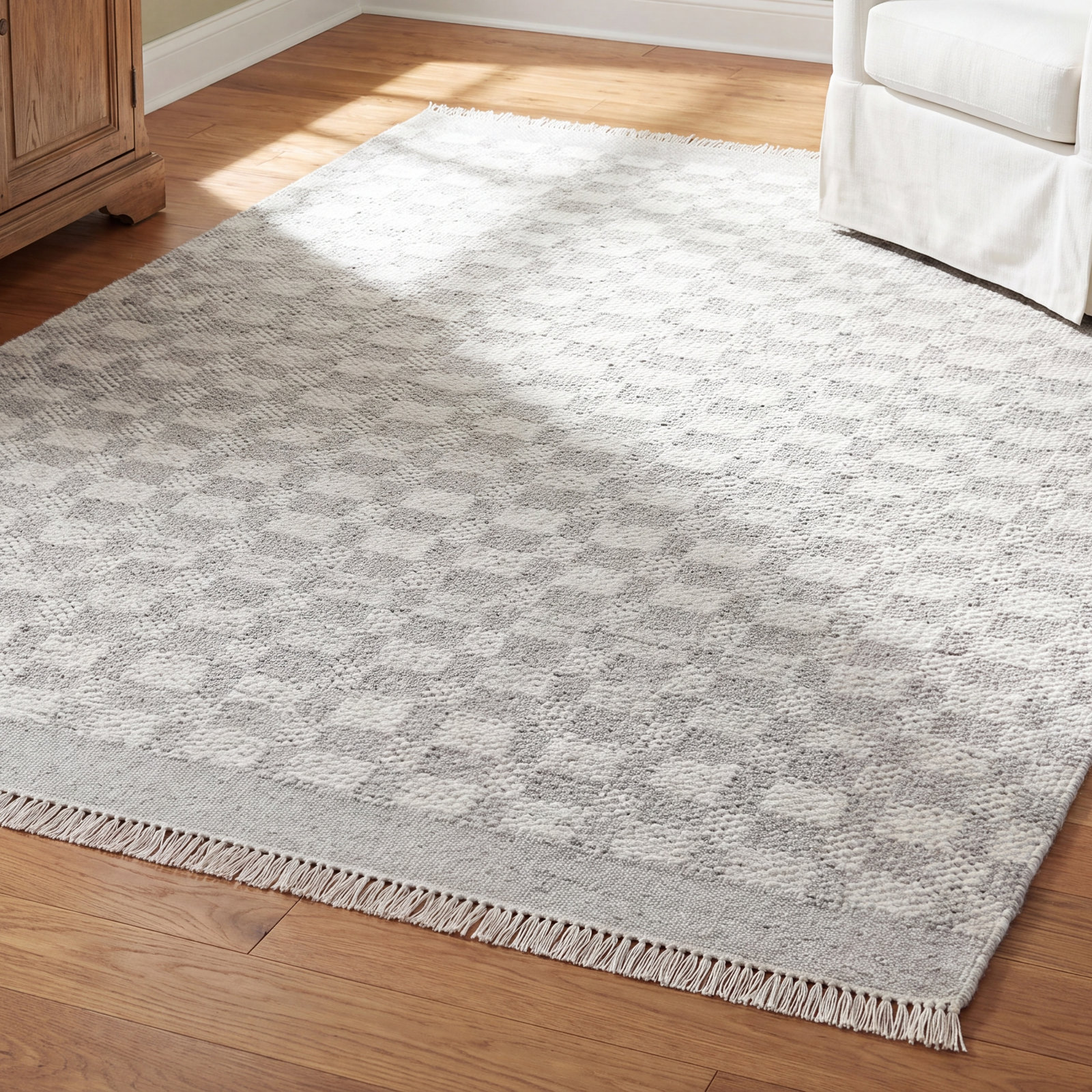 Lavande Plaid Wool Area Rug, Rectangle 6' x 9'