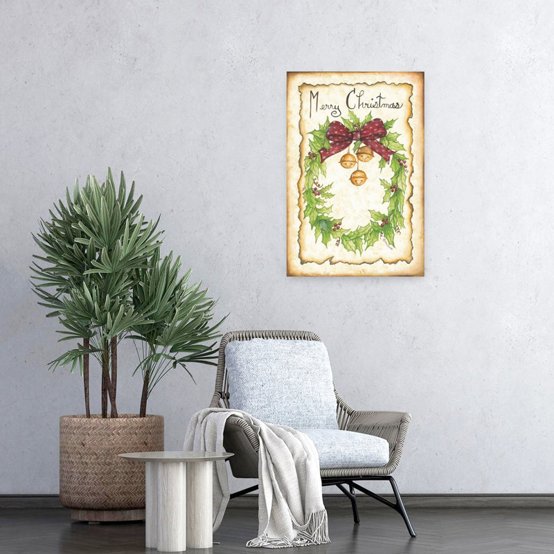 Holly And Bells Contemporary Art, 24" H x 16" W