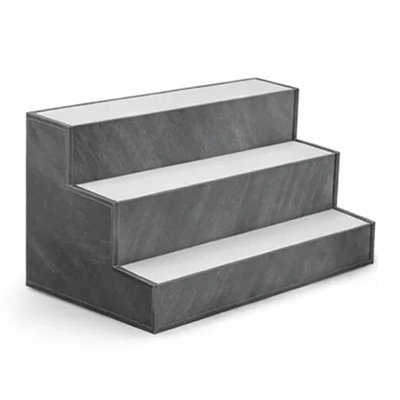 Rahy Bottle Display Shelf With LED And Music, 3 Tiers, 24 Inch Gray Wood
