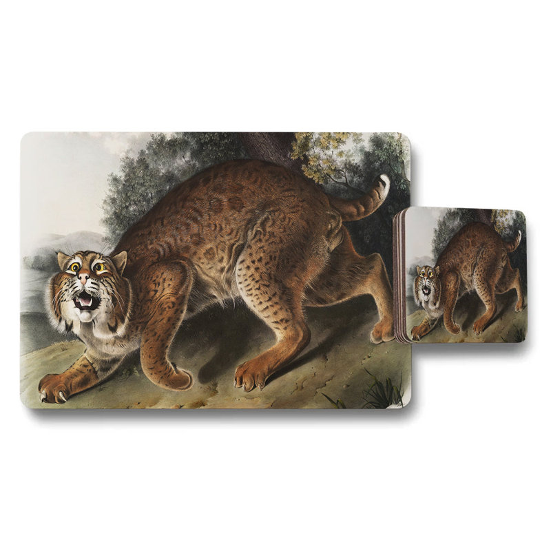 Leopard Artwork Placemat And Coaster Set For Dining Table