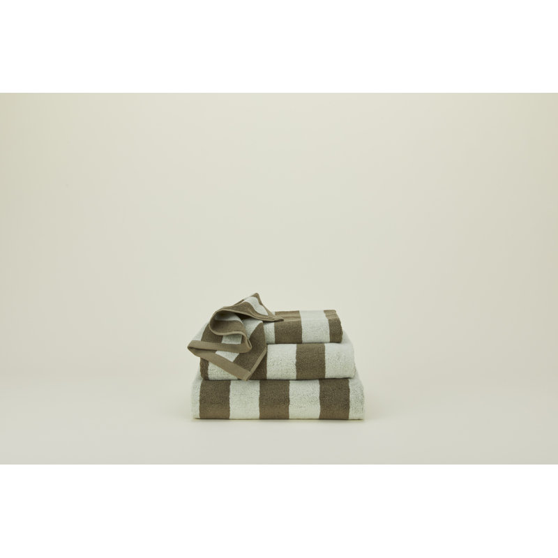 Simple Striped Terry Bath Towel, Bath Sheet - 1 Pack, Olive/Sage
