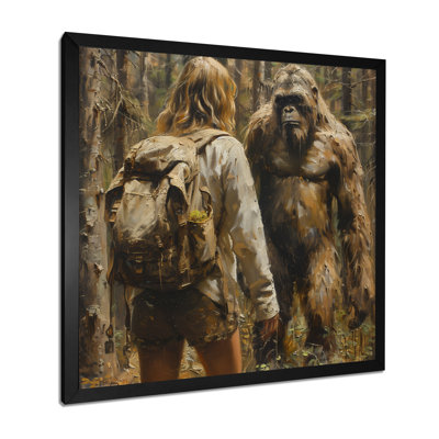 Impression d'art mural brun et mystérieux Bigfoot Encounter I - Bigfoot