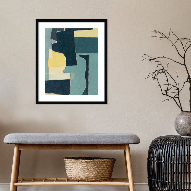 «Blue Note II» par Rob Delamater - peinture encadrée, H 25 po x l 21 po x P 1 po, Noir