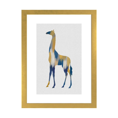 Girafe bleue et jaune - impression