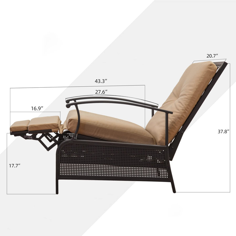 Chaise de patio inclinable avec coussins Jeftha, Beige