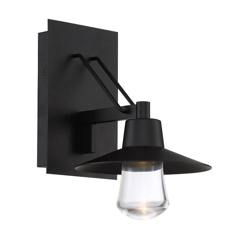 Black Mouth Blown Glass Dimmable LED Outdoor Wall Lantern