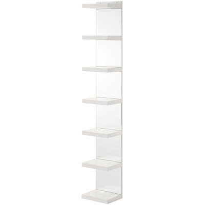Fashionable Corner Shelving With Mirrored Back - 7 Shelves, & Glass Table