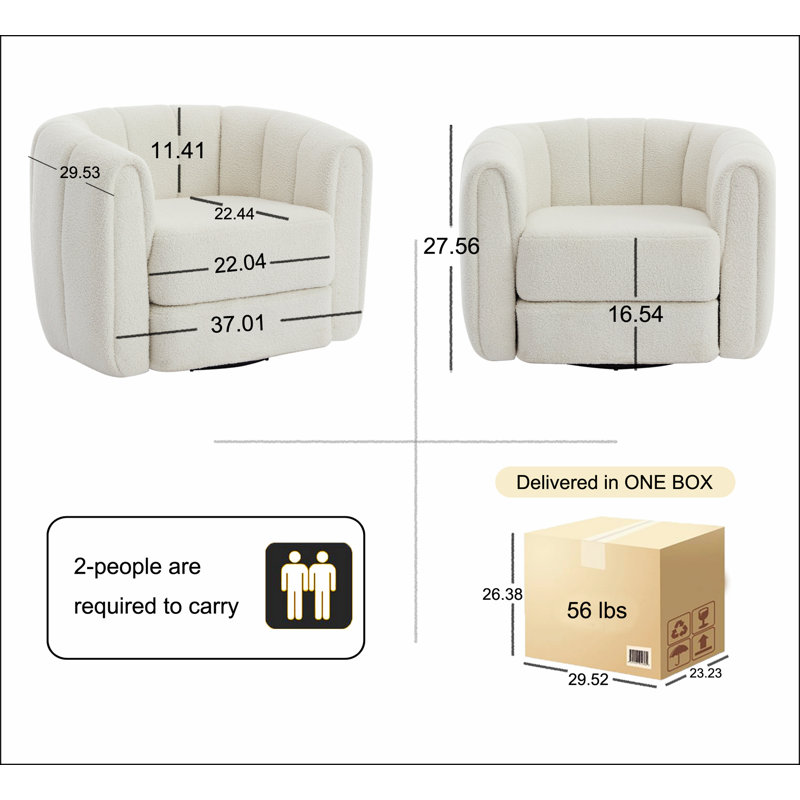 Lefleur Wide Swivel Armchair, White Teddy