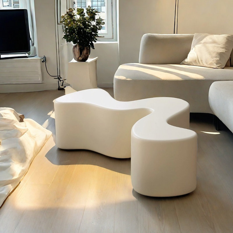 Table basse simple de style crème, Ivoire blanc, H 14,17 po x L 47,24 po x l 27,55 po